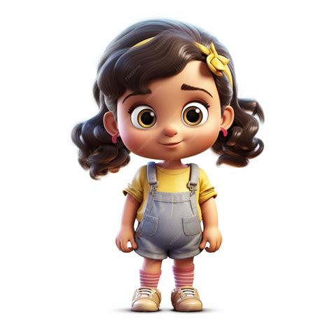 Premium Photo | A cartoon character of a little girl with a yellow ...