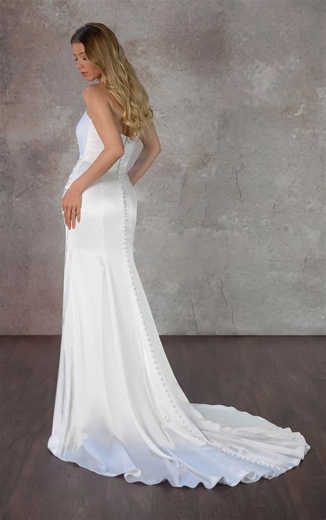 Elegant Strapless Charmeuse Column Wedding Dress