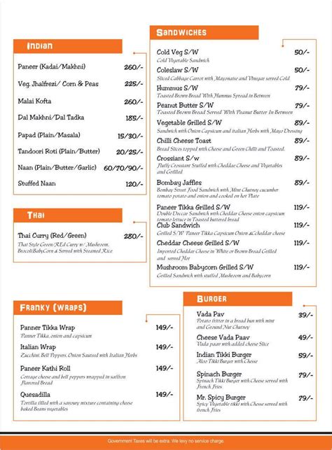 Menu at The Warehouse Cafe, Jaipur