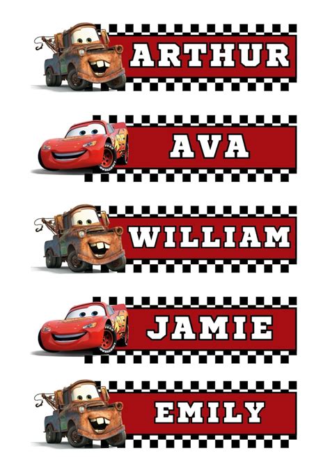 DIGITAL FILE Cars Name Tags | Birthday Party Labels | Personalised Name ...
