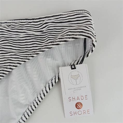 Shade & Shore Bikini Bottom Women's S 4-6 Hipster Black White Striped ...
