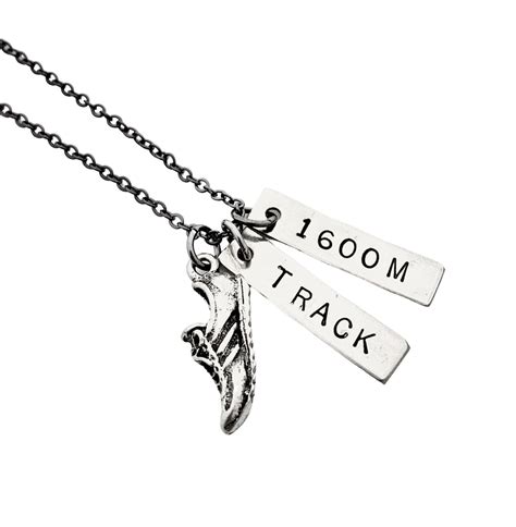 RUN TRACK 1600 METER Necklace - Mile Runner Necklace on Gunmetal Chain ...