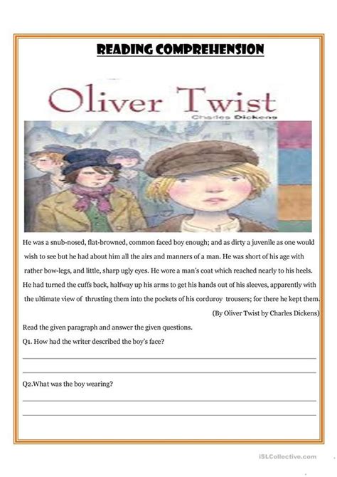 Oliver Twist - English ESL Worksheets for distance learning and ...