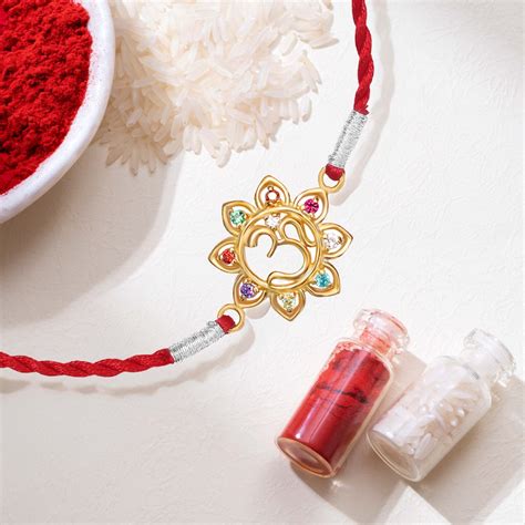 Elegant Om With Multi Coloured Cubic Zirconia Gold-Plated Sterling Sil ...