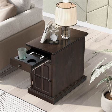 Amazon.com: Multifunctional Classic Vintage End Table with USB Ports ...