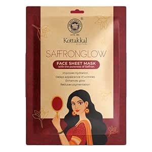 Buy Kottakkal Ayurveda Saffronglow Face Sheet Mask | Sheet Size 24 x 22 ...