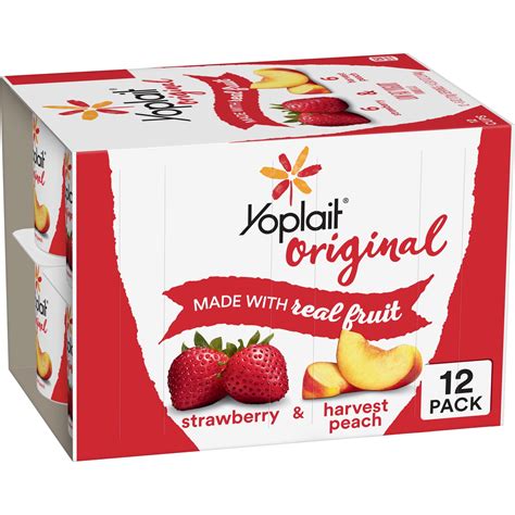 Yoplait Yogurt, Strawberry & Harvest Peach, 12 ct, 72 oz - Walmart.com ...