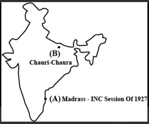 37a. Two places A and B have been marked on the given outline map of ...