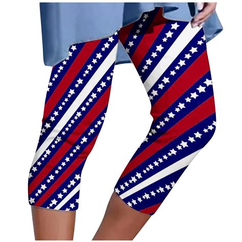 Dianli Yoga Pants Summer Calf-Length Pants American Flag Star Striped ...