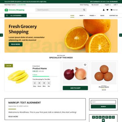 Free Grocery Ecommerce WordPress Theme For Grocery Market
