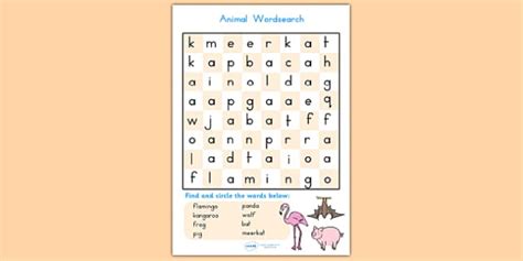 Animal Word Search - Primary Resources (teacher made)