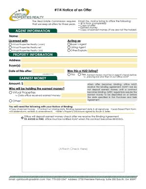114 Notice Of An Offer - Virtual Properties Realty - Fill and Sign ...