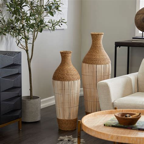 Brown seagrass handmade tall woven floor vase – Artofit