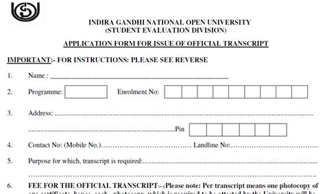 Image result for IGNOU Transcript Apply Online