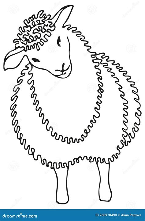 Cute Outline Sheep Illustration Single Element, Hand Drawn Witn ...