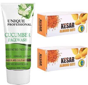 UNIQUE PROFESSIONAL CUCUMBER FACE WASH 100 ML + KESAR ALMOND GOTI ...