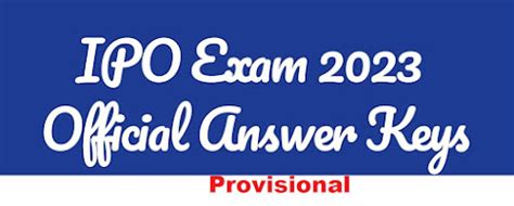 Official Answer Key for IP Exam 2023