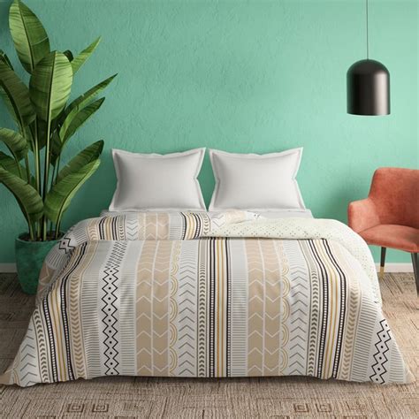 Buy PORTICO Marvella Beige Printed Cotton Queen Size Bed Comforter ...