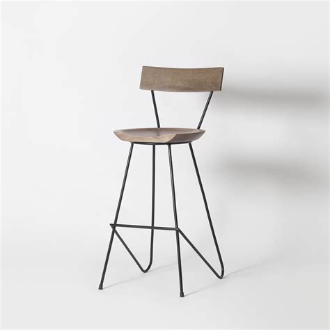 Stoker Wooden High Back Bar Stool, Walnut, 65cm | Vaunt Design