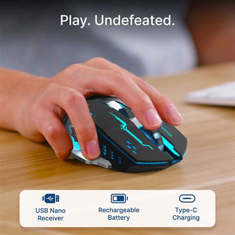 pTron Flick M2 Wireless Gaming Mouse w/RGB Lights, Precision Tracking ...