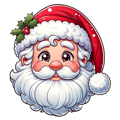 Vintage Santa Claus Head Clipart - Retro Christmas Hat PNG, T-shirt ...