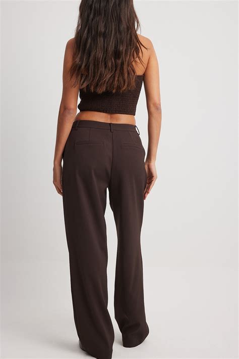 Tailored Mid Waist Pants Brown | NA-KD