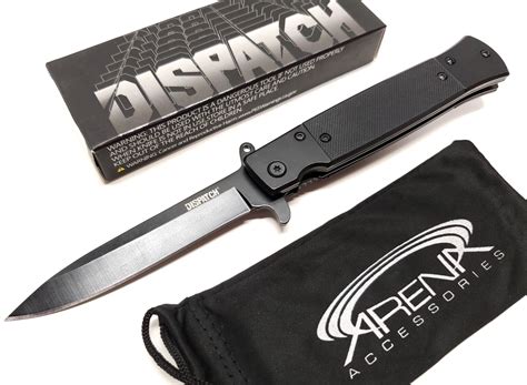 Spring Assist Stiletto Pocket Knife Blade Flipper Black G10