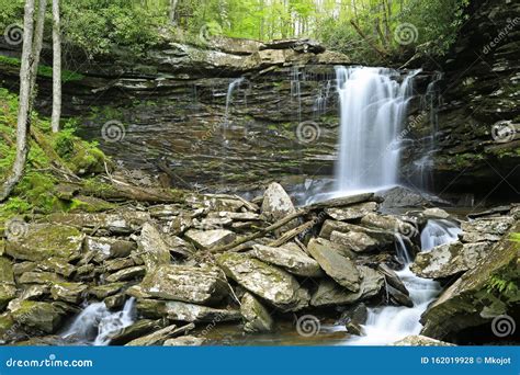 View at Middle Falls of Hills Creek Stock Photo - Image of hills ...