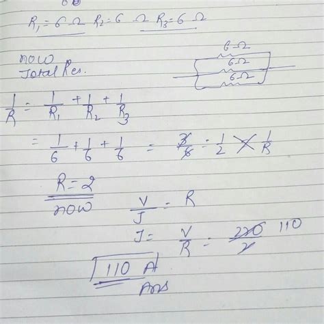 calculate the equivalent resistance of the current drawn, if three ...
