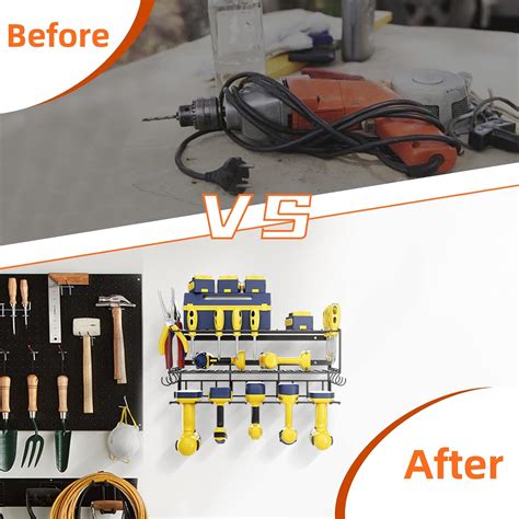 Buy Power Tool Organizer 2 Tier with 5 Drill Rack,Heavy Duty Floating ...