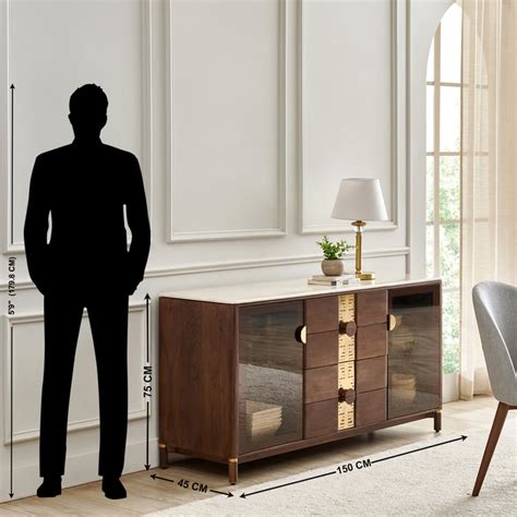 Buy Nuqta Marble Top Sideboard - Walnut from Home Centre at just INR ...