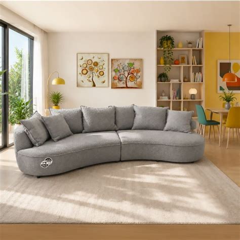 DIVANO 3 POSTI MOD. LEVI BIG FAMILY CON TERMINALE IN TESSUTO GRIGIO ...