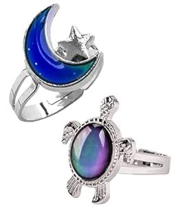 Buy 2Pcs Mood Ring Set, Stone Rings for Women, Rings for Girls Stylish ...