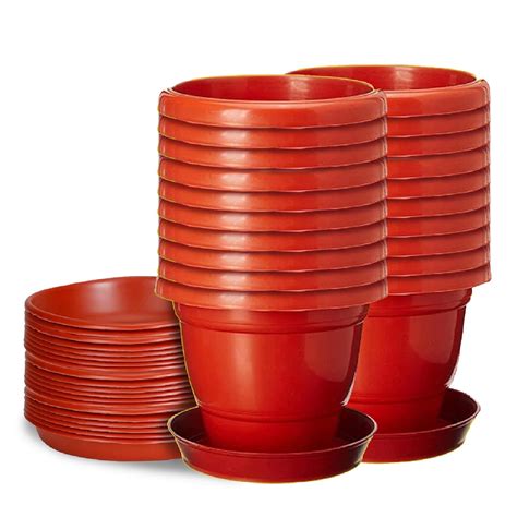 Kraft Seeds by 10CLUB Colourful Pots - 20 Pcs (6 inch, Red) | Flower ...