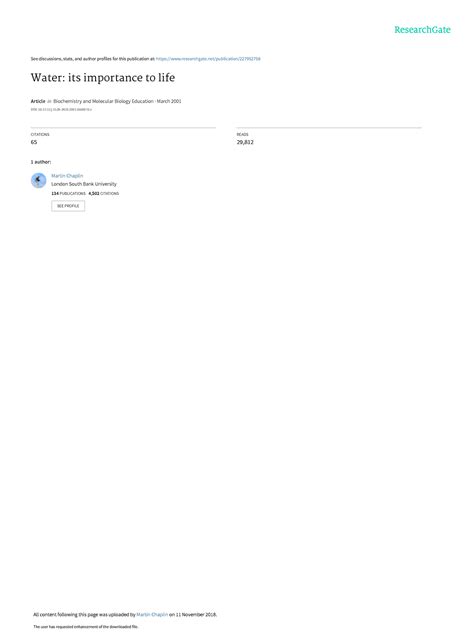 Water its importance to life - See discussions, stats, and author ...