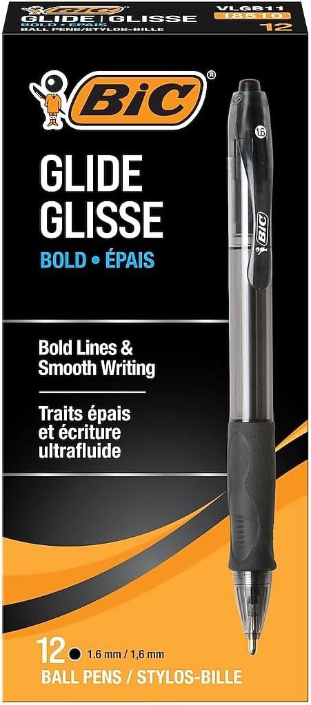 BIC Glide Bold Black Ballpoint Pens, 1.6mm Tip, India | Ubuy