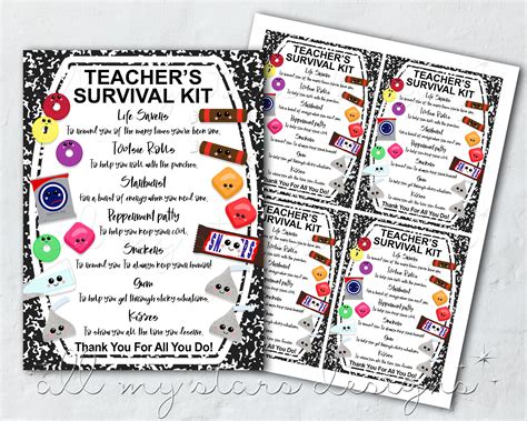 Teacher survival kit with free printable – Artofit
