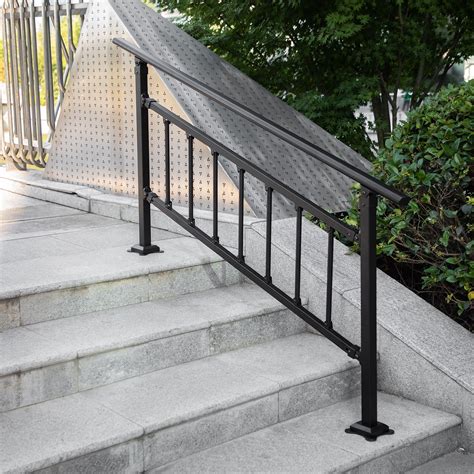 BENTISM Outdoor Wrought Iron Handrail Staircase Porch Railing for 1-4 ...