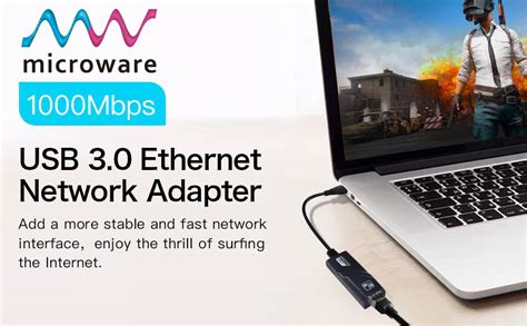 Microware USB 3.0 to Ethernet Adapter, USB to LAN, Driver Free 10/100 ...