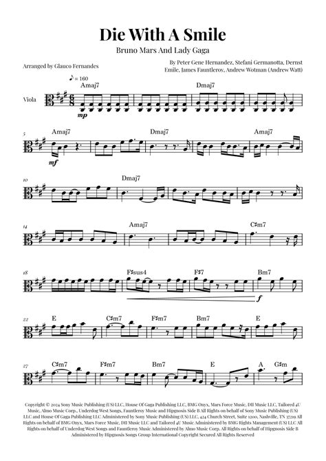 Die With A Smile (arr. Glauco Fernandes) by Bruno Mars And Lady Gaga ...