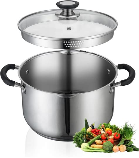 Amazon.com: SLOTTET 6 Quart Stainless Steel Stock Pot with Strainer ...