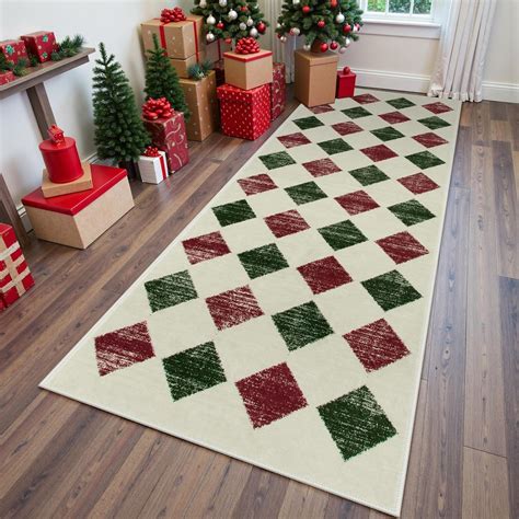 Amazon.com: Lahome Christmas Runner Rug 2x6 Red Washable Hallway Runner ...