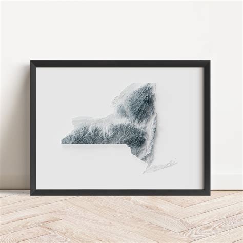 State of New York Elevation Map. Framed Topographic Poster – Mappedwell