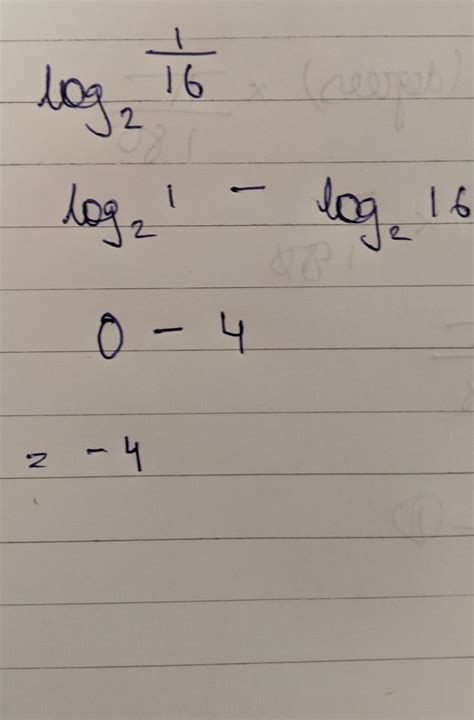 Log2(1÷16) determine the value - Brainly.in