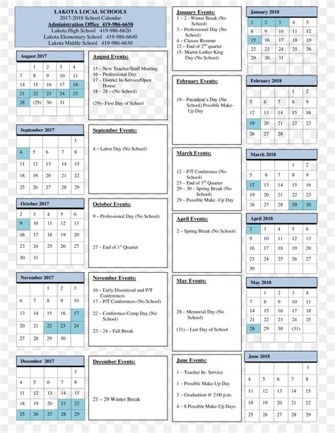 Lakota Academic Calendar