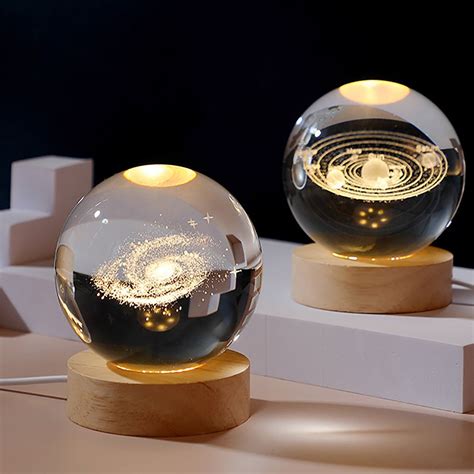 Crystal Ball Table Lamp Glowing Planetary Galaxy Night Light - Milky ...