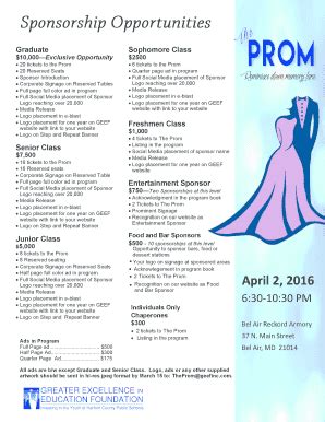 Fillable Online Sponsorship Information Here - Greater Excellence in ...