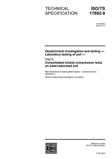 ISO/TS 17892-9:2004 - Geotechnical investigation and testing ...