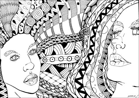 Zentangle Girls - Zentangle Coloring Pages for adults