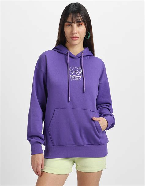 Take It Easy Typographic Printed Purple Oversized Hoodie – Juneberry